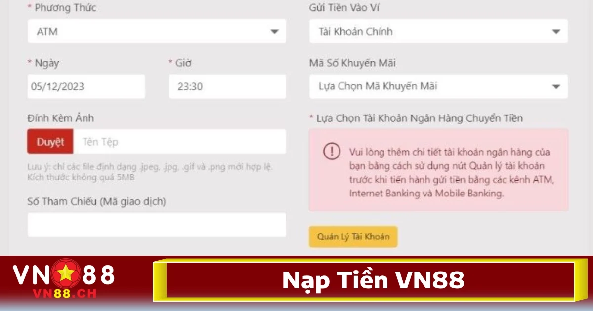 Nạp Tiền VN88 Nhanh Tiện Lợi Qua Nhiều Kênh Hỗ Trợ 2 Hướng dẫn nạp tiền VN88 nhanh chóng và an toàn
